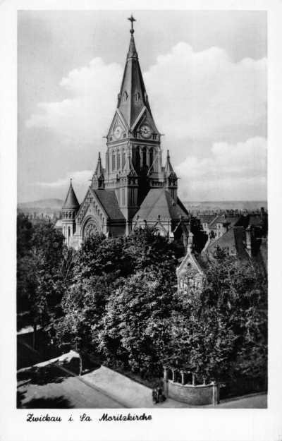 Zwickau - Ansichtskarte Moritzkirche, 1955