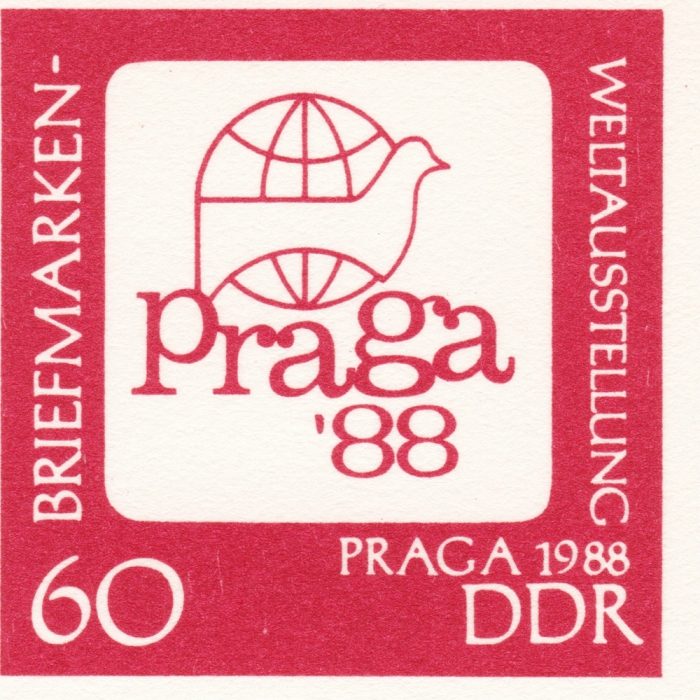 Briefmarke - Postkarte - Briefmarken-Weltausstellung Prag, 1988 - 60 Pfennig DDR, Praga 88 Ganzsache, Rückseite leer!