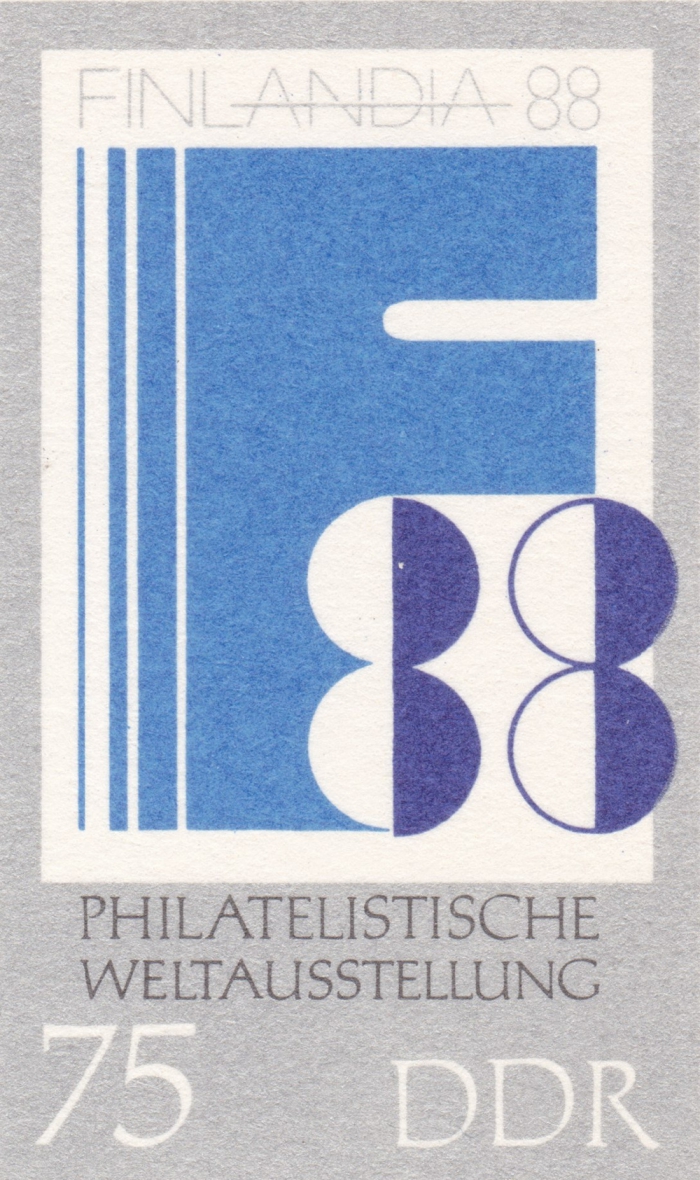 Detailansicht - 0,75 Mark - Philatelistische Weltausstellung, 1988 - Finlandia 88 Ganzsache, Rückseite leer!