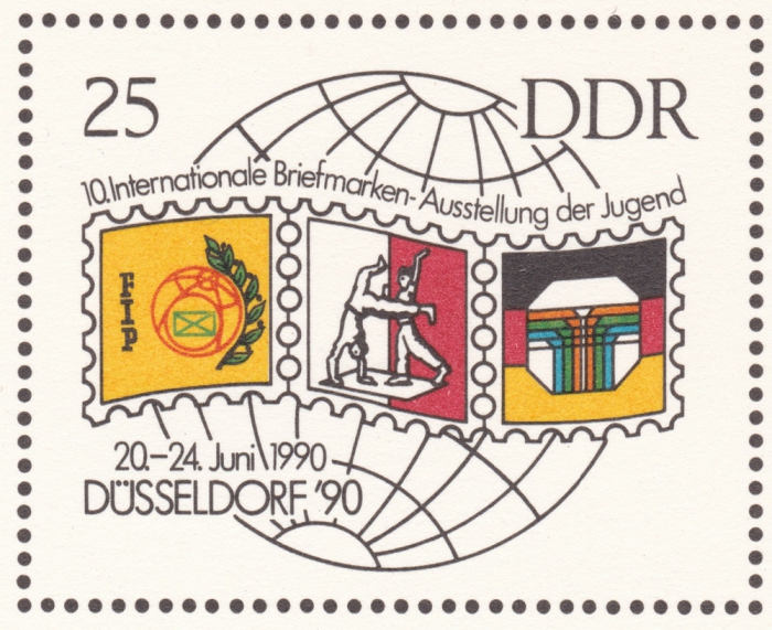 Detailansicht - 25 Pfennig DDR - Briefmarken-Ausstellung in Düsseldorf, 1990 -  Rückseite leer!