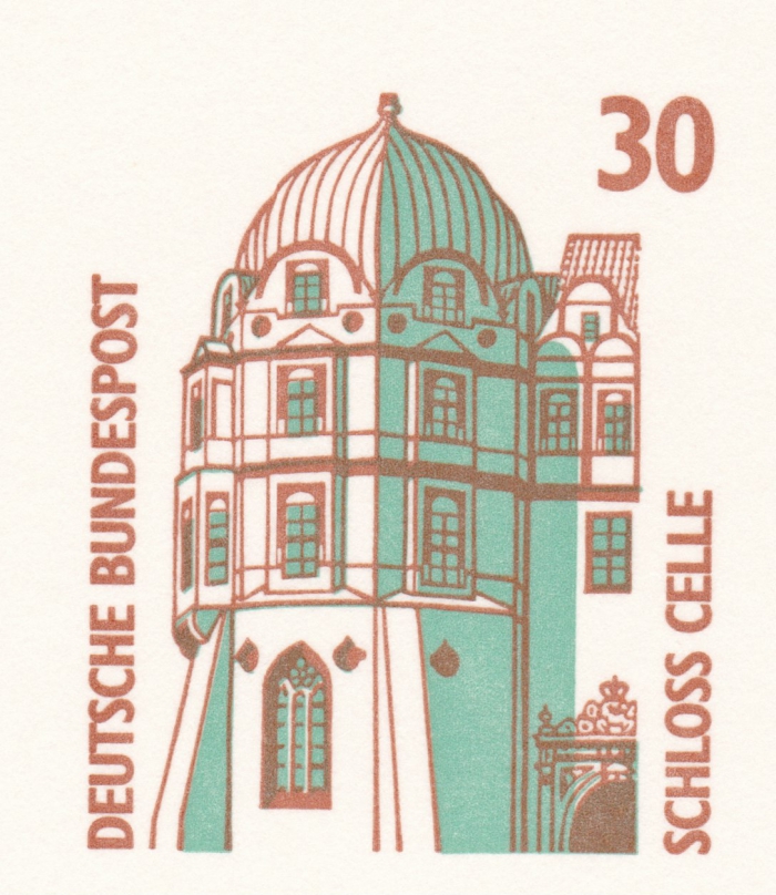 Detailansicht - Blanko Postkarte - Schloss Celle, 1990 - 30 Pfennig - Deutsche Bundespost ungelaufen