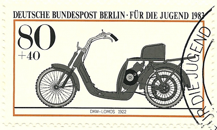 Detailansicht - DKW-Lomos 1922 - Für die Jugend 1983 - Jugendmarken Historische Motorräder sehr guter Zustand