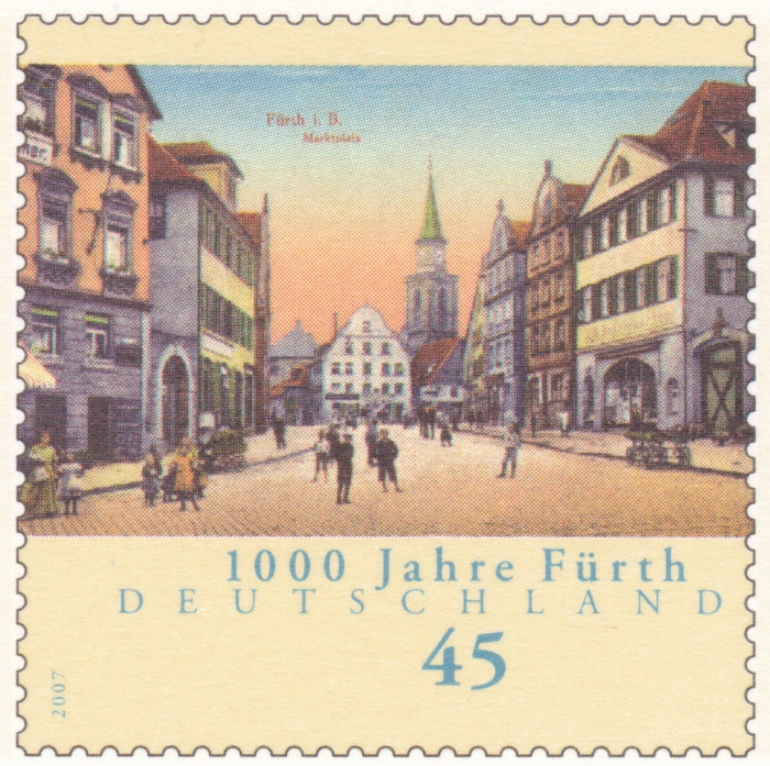 Ganzsache - Pluskarte - Briefmarke 45 Cent 1000 Jahre Fürth, 2007 sehr guter Zustand!