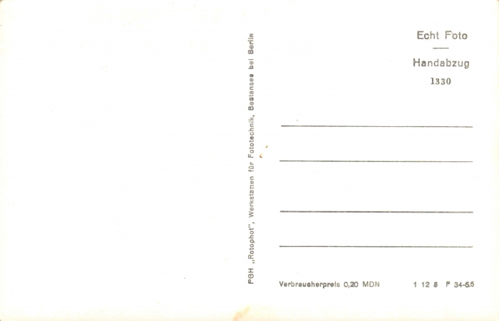 Rückansicht - Postkarte Am schönen Plauer-See - Echt Foto, Handabzug Karton, s/w-Abzug