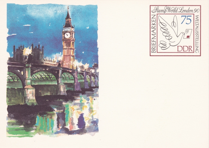 Vorderansicht - 0,75 Mark - Briefmarken Weltausstellung, 1990 - Stamp World London 90 ungelaufene Postkarte!