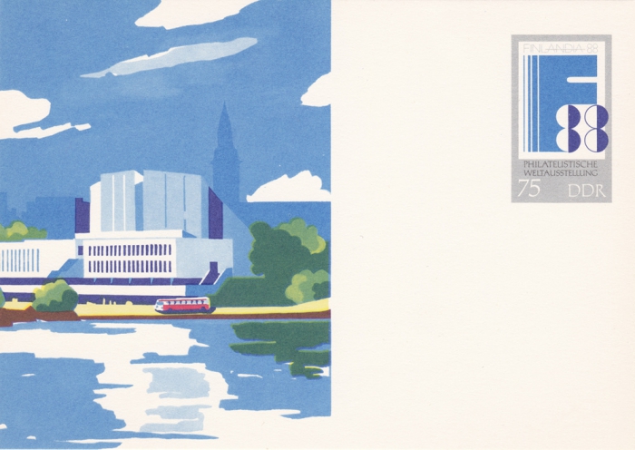 Vorderansicht - 0,75 Mark - Philatelistische Weltausstellung, 1988 - Finlandia 88 ungelaufene Postkarte!