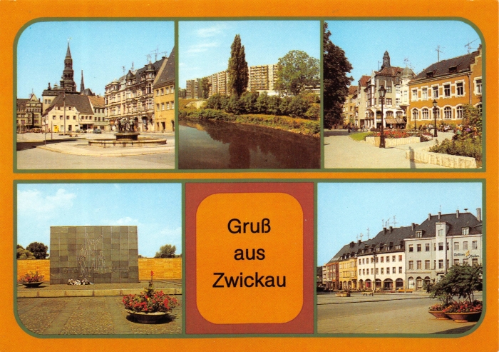 sehr schöne 5 unterschiedliche Stadtansichten von Zwickau