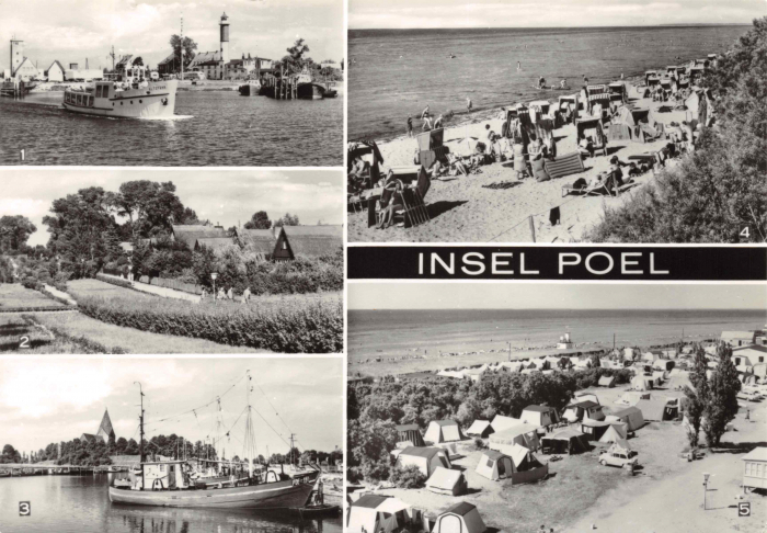 Vorderansicht - Insel Poel, Hafen & Leuchtturm in Timmendorf, 1973 - Alte Postkarte ungelaufen, sehr guter Zustand