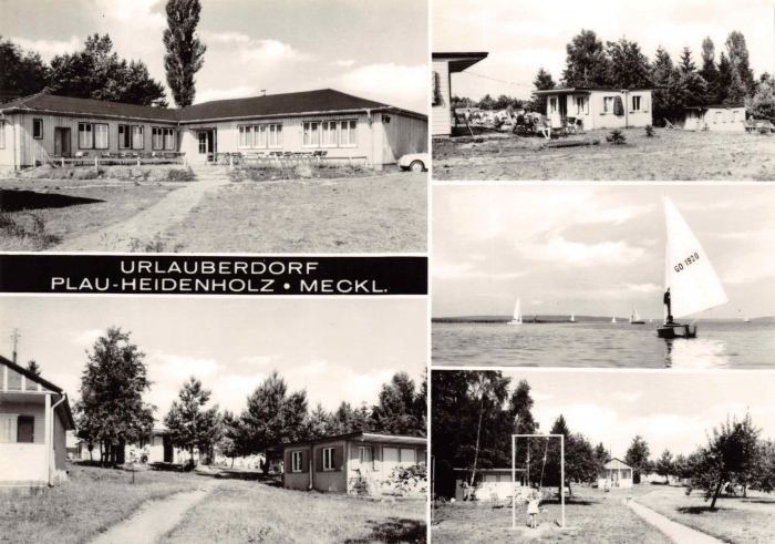 Vorderansicht - Urlauberdorf Plau-Heidenholz, Postkarte 1972 - Echt Foto ungelaufen und unbeschrieben
