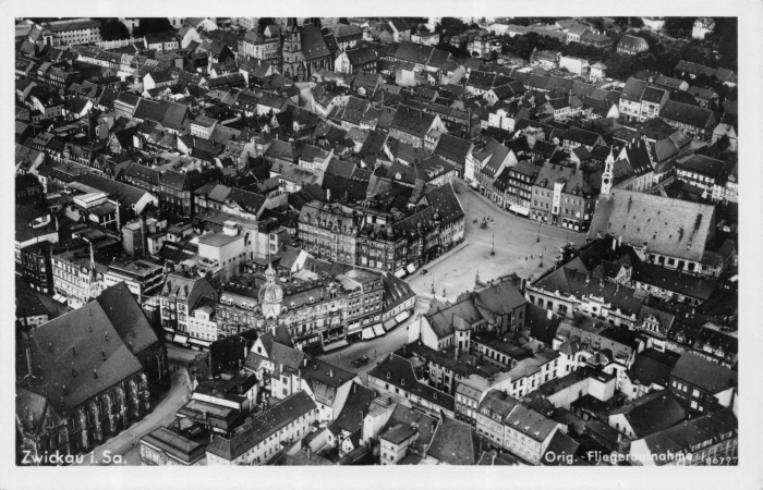 Vorderansicht - Zwickau - Fliegeraufnahme, 1957 - Original Fliegeraufnahme No. 6723 Echt Foto