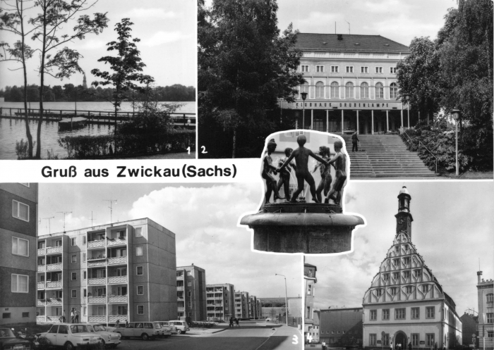 Sehr schöne Schwarz-Weiß-Postkarte von Zwickau